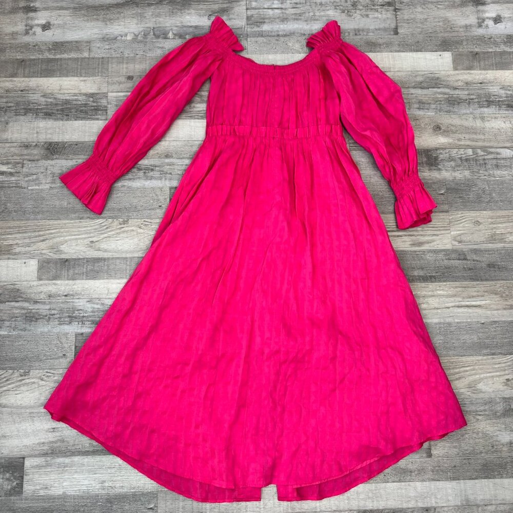 Cult Gaia Simona dress bright pink linen blend off shoulder puff sleeve sz 6 P17 - Picture 14 of 16